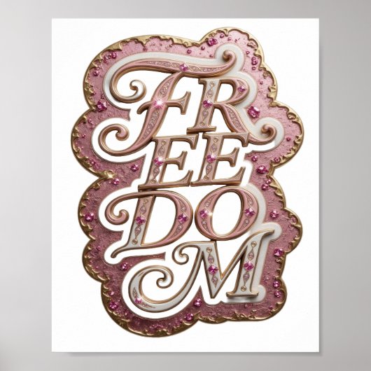 Auffälliges Gold FREEDOM Grafikdesign Poster (Vorne)