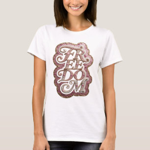 Auffälliges Gold FREEDOM Grafikdesign T-Shirt