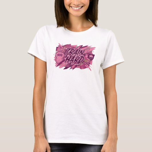 Auffälliges Pinkes TRAIN HARD Statement T-Shirt (Vorderseite)