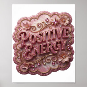 Auffälliges Rosa POSITIVE ENERGY Design Poster