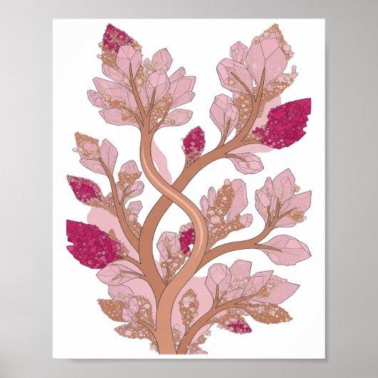 Auffälliges Silber CRYSTAL TREE Statement Design Poster (Vorne)