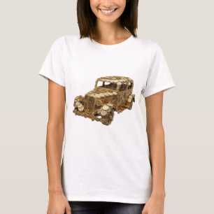 Auffälliges Silber GOLDEN CAR Design T-Shirt