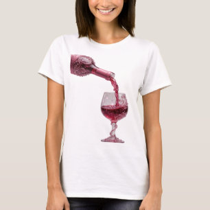 Auffälliges Silber PINK WINE Textdesign T-Shirt