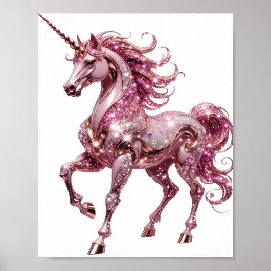 Auffälliges Silber-UNICORN-Design Poster (Vorne)