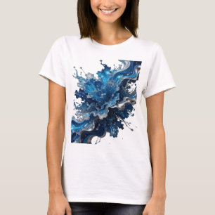 Auffälliges Silber-WATER FLOW-Statement-T-Shirt T-Shirt