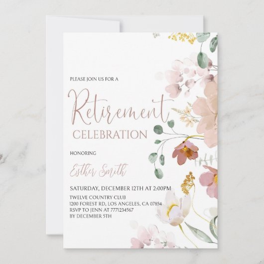 Aufforderung zur Abgabe von Blume für druckbare Wa Einladung (Vorderseite)