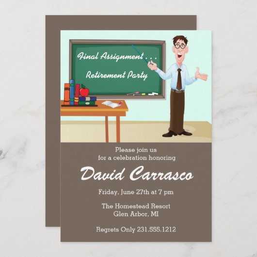 Aufforderung zur Altersvorsorge für männliche Lehr Einladung (Vorne/Hinten)