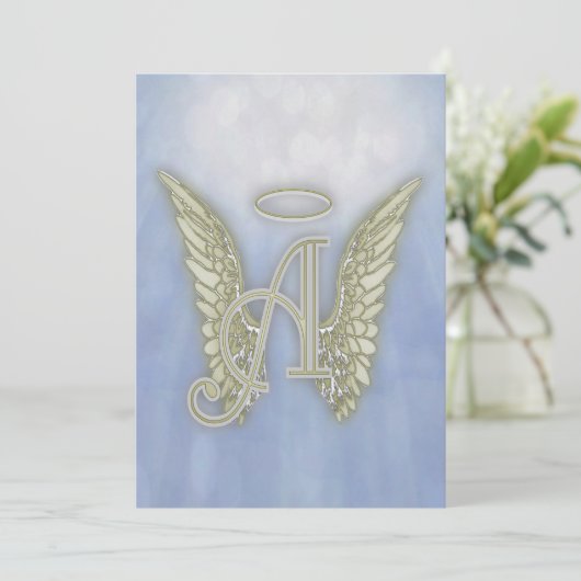Aufforderung zur Einladung eines Angel Monogramms (Stehend Vorderseite)
