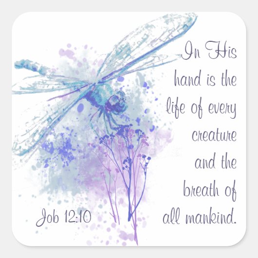 Aufgabe 12:10 Schrift Leben jeder Kreatur Quadratischer Aufkleber (Vorderseite)