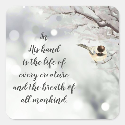 Aufgabe 12:10 Schrift Leben jeder Kreatur Quadratischer Aufkleber (Vorderseite)