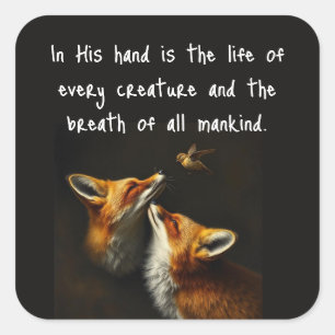 Aufgabe 12:10 Schrift Leben jeder Kreatur Quadratischer Aufkleber