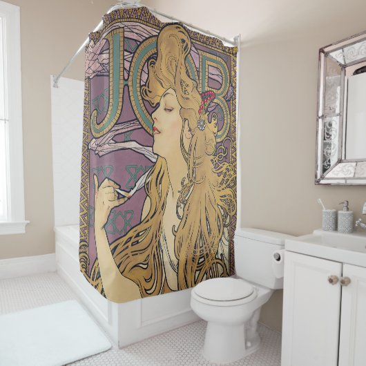 Aufgabe (1896) von Alphonse Mucha Duschvorhang (Beispiel)