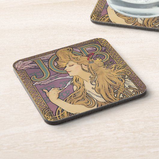 Aufgabe (1896) von Alphonse Mucha Getränkeuntersetzer (Linke Seite)