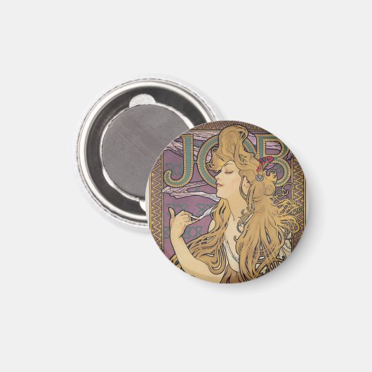 Aufgabe (1896) von Alphonse Mucha Magnet (Vorderseite/Rückseite)