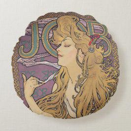 Aufgabe (1896) von Alphonse Mucha Rundes Kissen