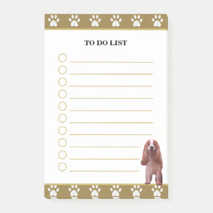 Aufgabenliste & Cocker Spaniel Hund mit Pfotenmust Post-it Klebezettel