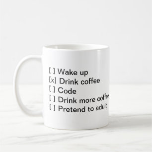 Aufgabenliste des Entwicklers Kaffeetasse