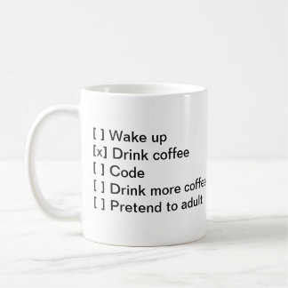 Aufgabenliste des Entwicklers Kaffeetasse