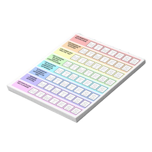 Aufgabenliste für Regenbogen: Arbeitszeitbilanz pr Notizblock (Rotiert)