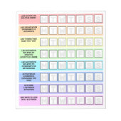 Aufgabenliste für Regenbogen: Arbeitszeitbilanz pr Notizblock (Vorderseite)