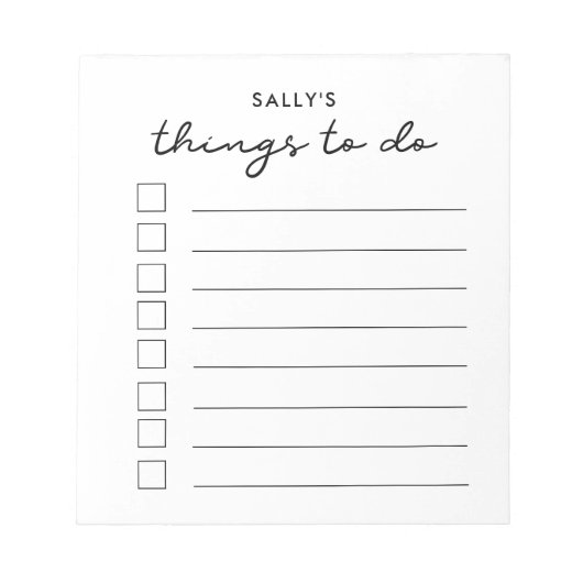 Aufgabenliste Notizblock (Vorderseite)