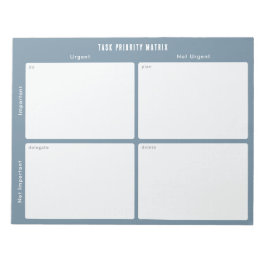 Aufgabenpriorität und Planer-Matrix (blau) Notizblock