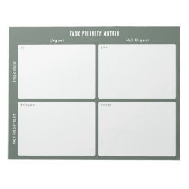 Aufgabenpriorität und Planer-Matrix (Grün) Notizblock