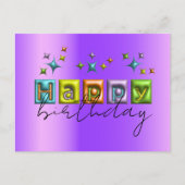 Aufgeblasene 3D-Typografie und Glitzern Happy Birt Postkarte (Vorderseite)