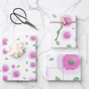 Aufgeblühte Blüten Geschenkpapier Set