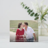 Aufgehängtes Hochzeitsupdate Calligraphy Floral Fo Postkarte (Stehend Vorderseite)