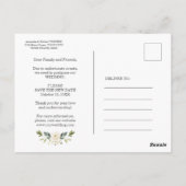 Aufgehängtes Hochzeitsupdate Calligraphy Floral Fo Postkarte (Rückseite)