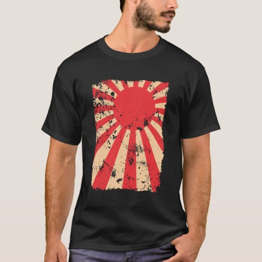 Aufgehende Sonne-Flagge beunruhigtes T-Shirt (Vorderseite)