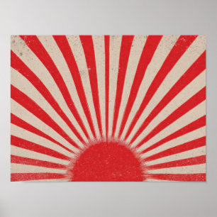 Aufgehende Sonne Hintergrund – Retro Vintage Strah Poster