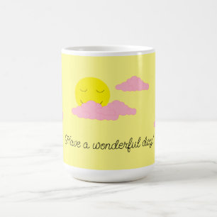 Aufgehende Sonne mit rosa Wolken: Gelb Kaffeetasse