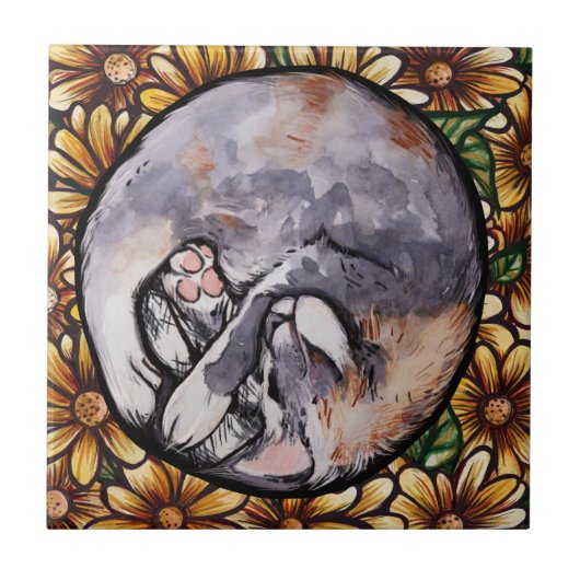 Aufgeknallte, dünne Calico Kitty Cat Fliese (Vorderseite)