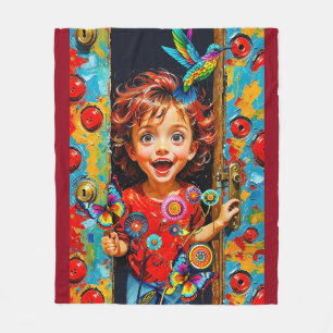 aufgeregt, einen neuen Tag für neue Wunder zu begr Fleecedecke