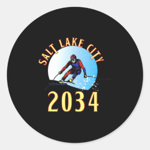 Aufgeregt für 2034 für Salt Lake City Utah Runder Aufkleber
