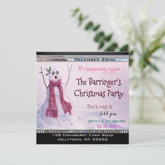 Aufgeregt Happy Snowgirys Weihnachtsfest Party Einladung (Stehend Vorderseite)