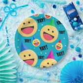 Aufgeregt Happy YAY Emojis in Party Hats Holiday P Pappteller (Party)