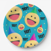 Aufgeregt Happy YAY Emojis in Party Hats Holiday P Pappteller (Vorderseite)