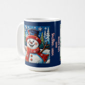 Aufgeregt Snowman Weihnachten Anpassbar Kaffeetasse (Vorderseite Links)