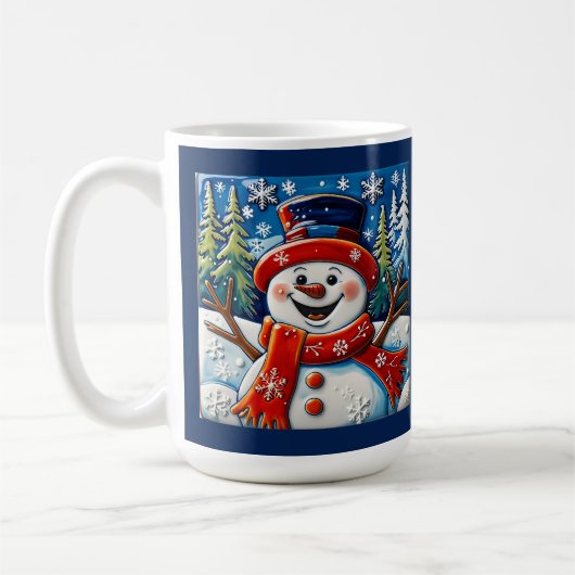 Aufgeregt Snowman Weihnachten Anpassbar Kaffeetasse (Links)