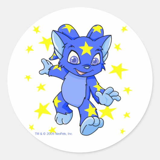 Aufgeregt Starry Acara mit Sternenstaub Runder Aufkleber (Vorderseite)