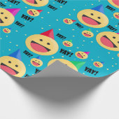 Aufgeregt YAY Emojis in Party Hats Holiday Pos Geschenkpapier (Ecke)