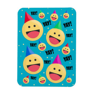 Aufgeregt YAY Emojis in Party Hats Holiday Pos Magnet