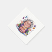 Aufgeregte alte Dame Geburtstagskuchen Kunst Serviette (Ecke)