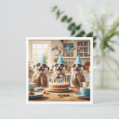 Aufgeregte Mekka feiern Geburtstag mit Kuchen Einladung (Stehend Vorderseite)