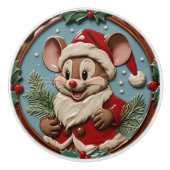 Aufgeregte Weihnachtsmaus Keramikknauf (Vorderseite)