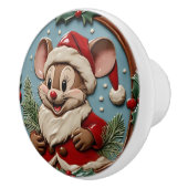 Aufgeregte Weihnachtsmaus Keramikknauf (Rechts)