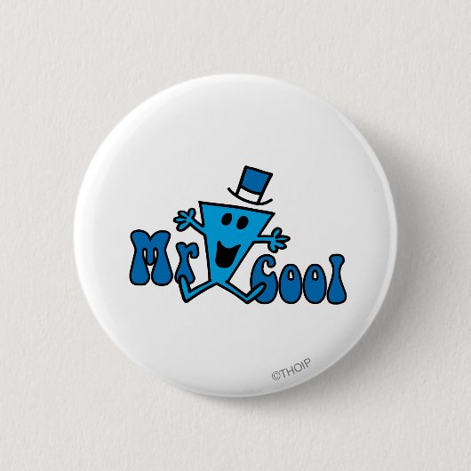 Aufgeregter Herr Cool springt vor Freude Button (Vorderseite)